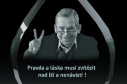Václav Havel, laser 2D, 3D, křišťálová plaketa.